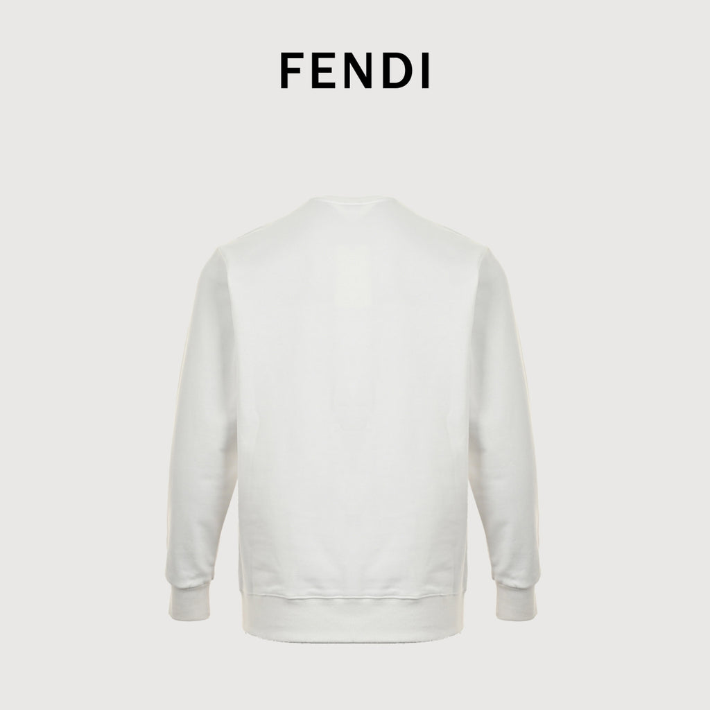 Fendi Monster Eyes Graphic Crewneck Sweatshirt in White