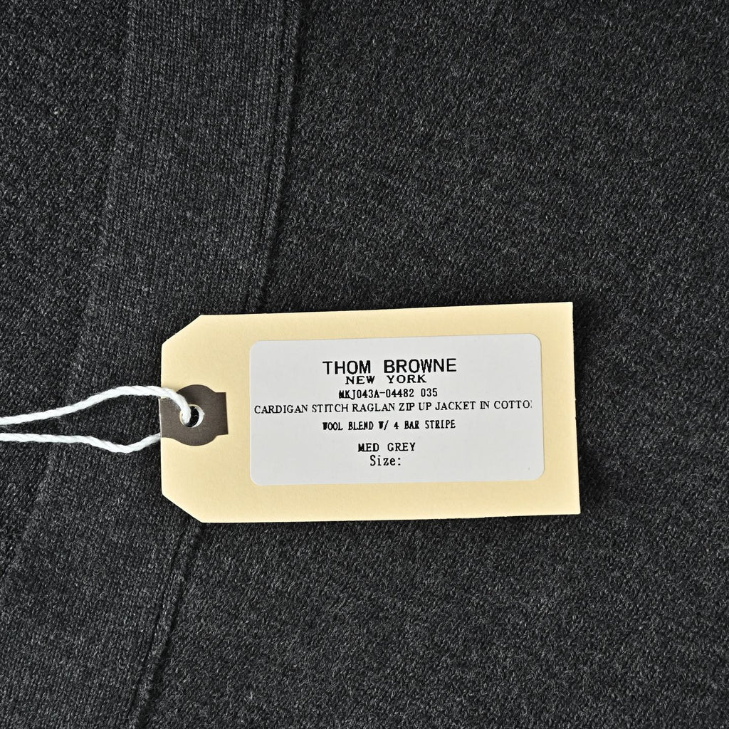 Thom Browne Two-Tone V-Neck Cardigan with Striped Sleeve Trim