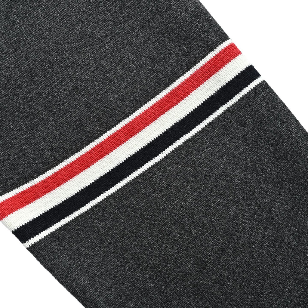 Thom Browne Two-Tone V-Neck Cardigan with Striped Sleeve Trim