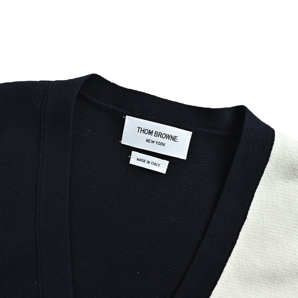 Thom Browne Dark & White Color-Block V-Neck Cardigan