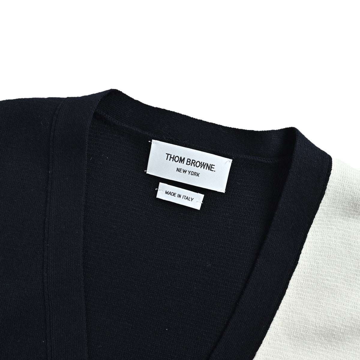Thom Browne Dark & White Color-Block V-Neck Cardigan