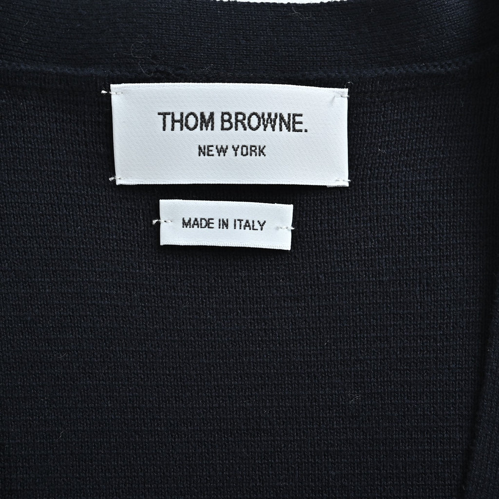Thom Browne Dark & White Color-Block V-Neck Cardigan