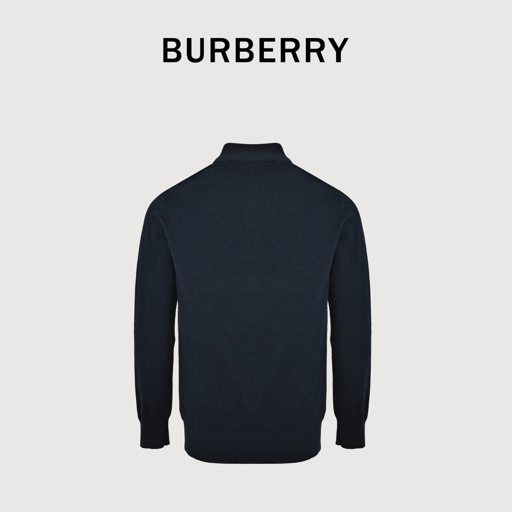 Burberry Check-Shoulder Half-Zip Cashmere Sweater