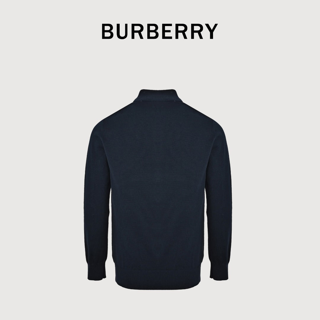 Burberry Check-Shoulder Half-Zip Cashmere Sweater