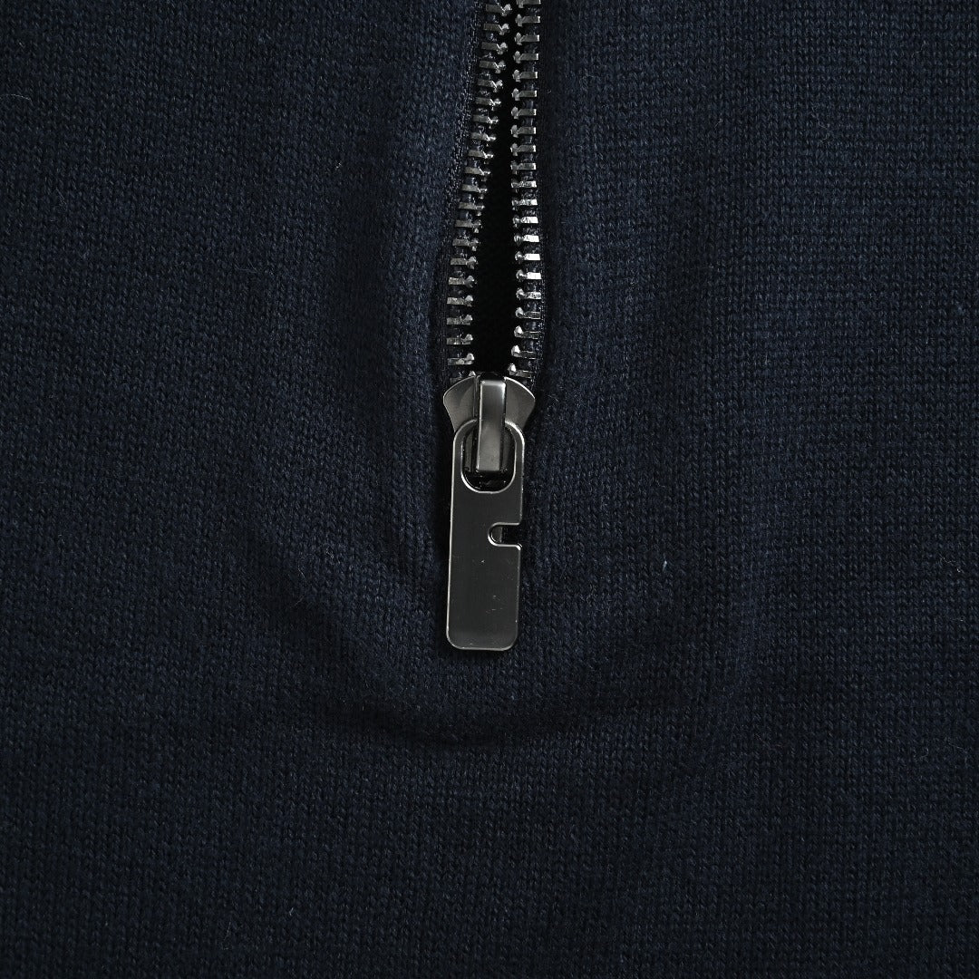 Burberry Check-Shoulder Half-Zip Cashmere Sweater