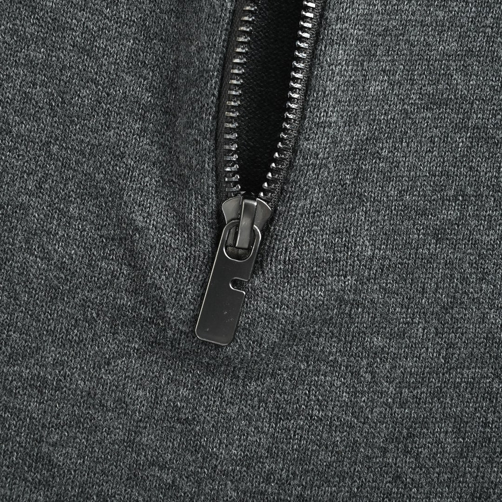 Burberry Check-Shoulder Half-Zip Cashmere Sweater in Gray