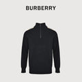 Burberry Check-Shoulder Half-Zip Cashmere Sweater in Black