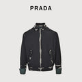 Prada Houndstooth Burnout-Effect Zip-Up Jacket