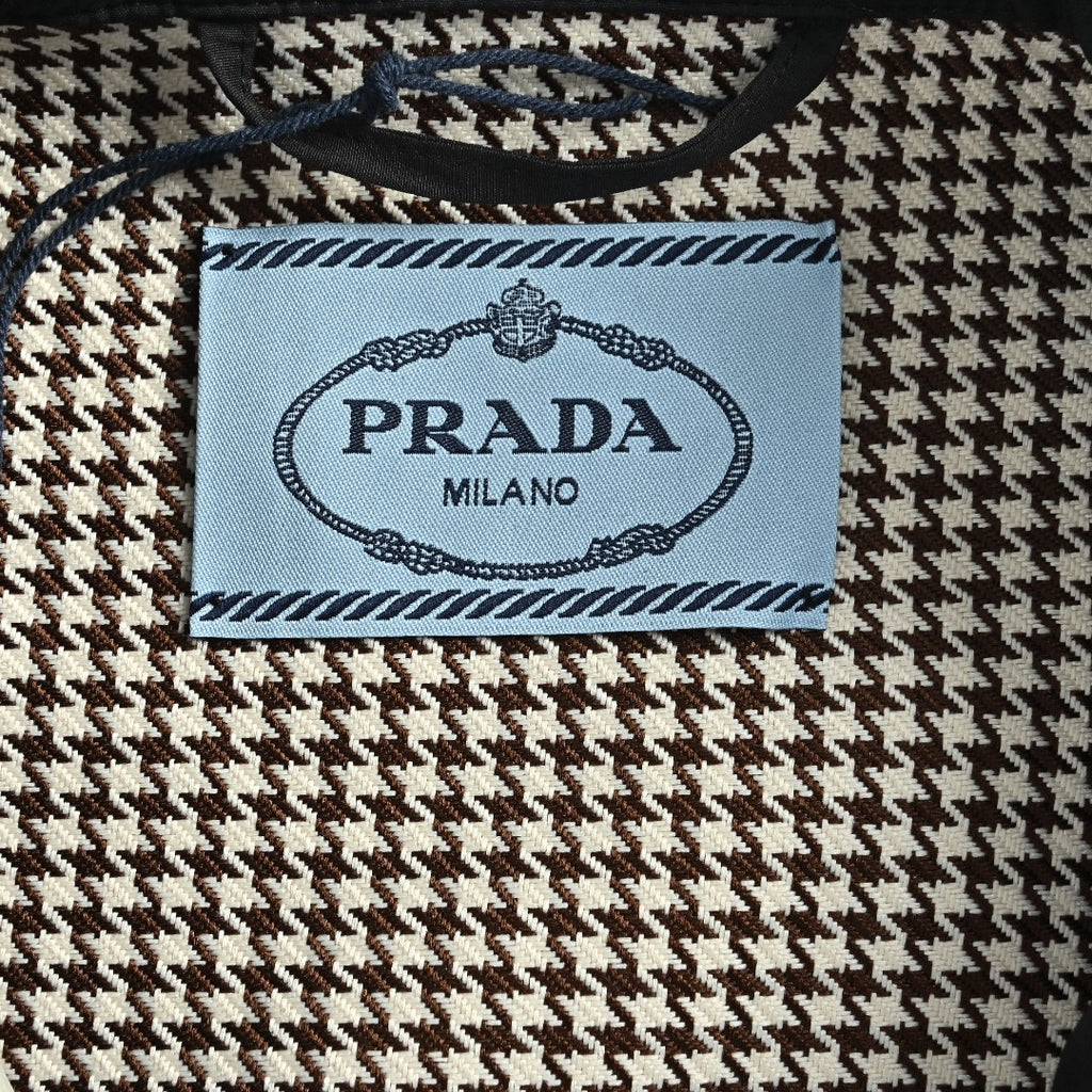 Prada Houndstooth Burnout-Effect Zip-Up Jacket