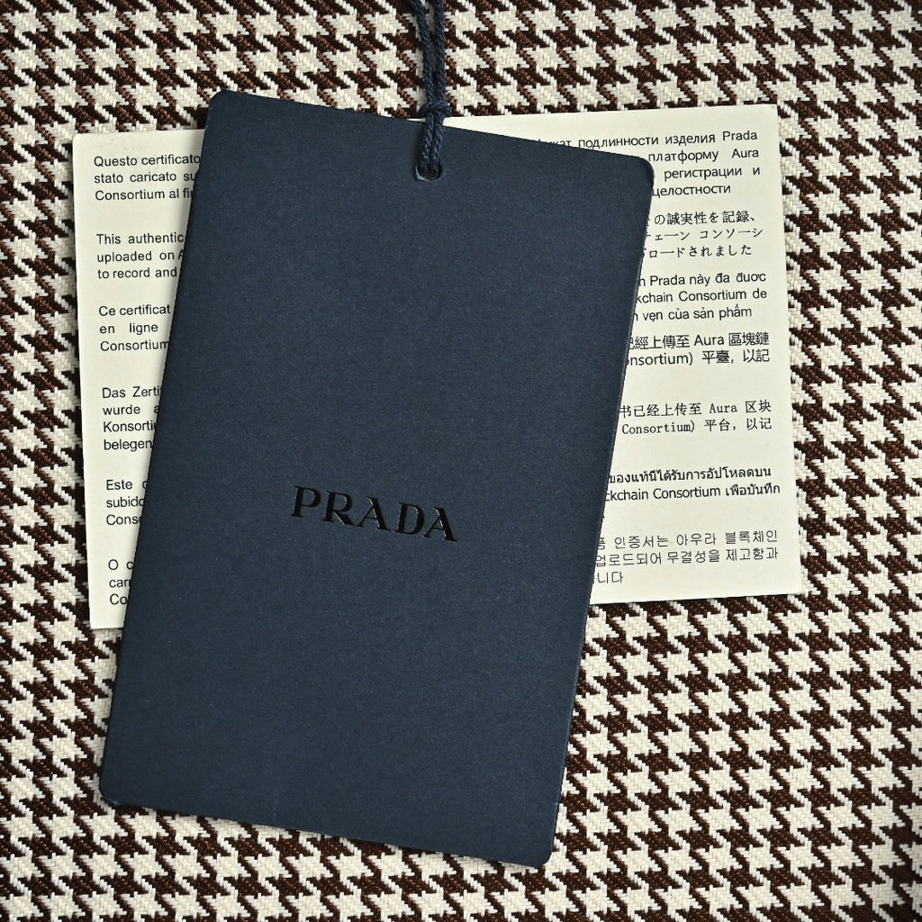 Prada Houndstooth Burnout-Effect Zip-Up Jacket