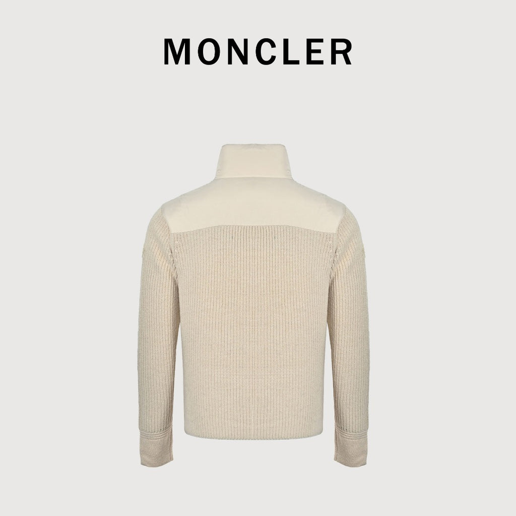 Moncler Rib-Knit and Down Hybrid Jacket in Cream