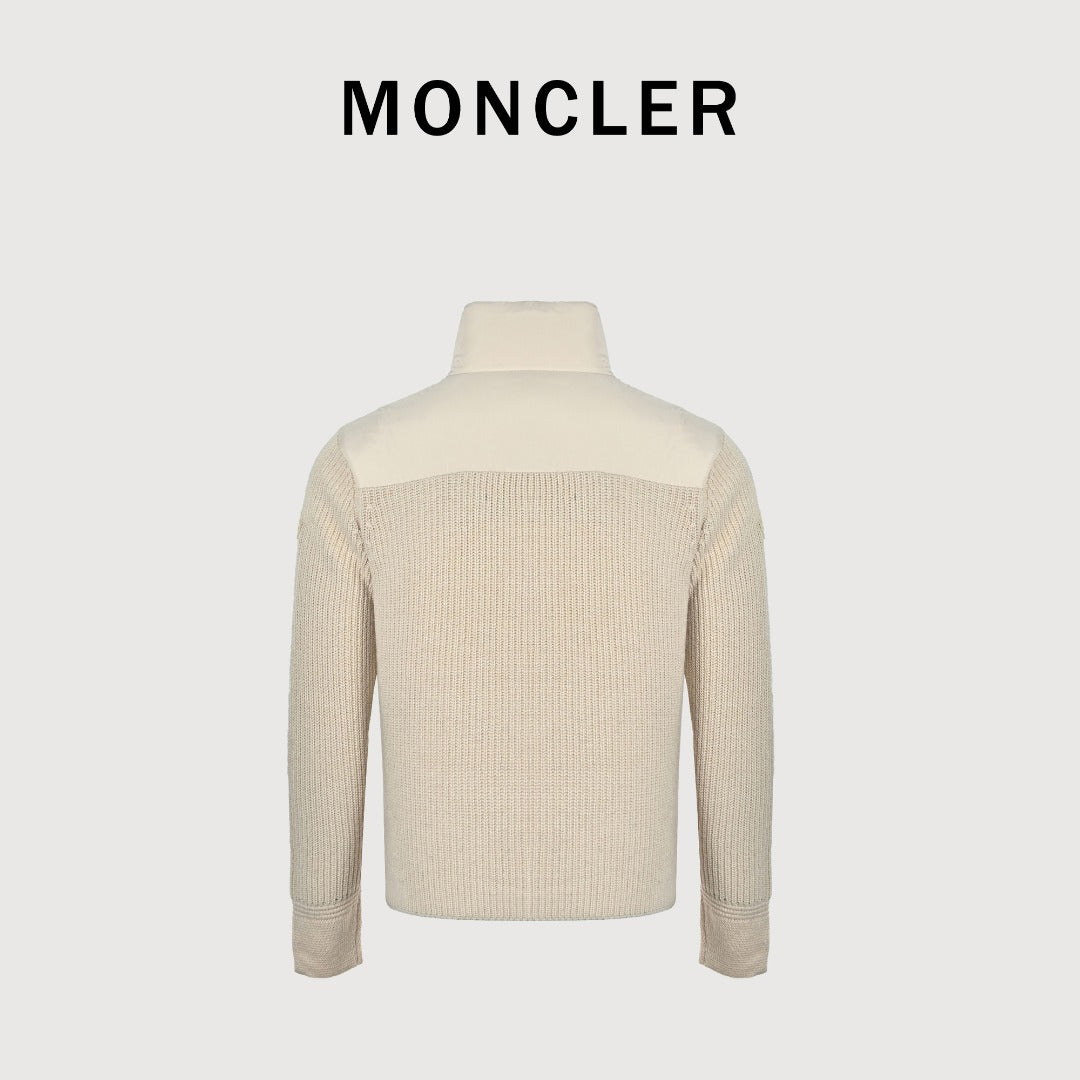 Moncler Rib-Knit and Down Hybrid Jacket in Cream