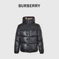 Burberry Sleeve-Logo Hooded Down Puffer Jacket in Black