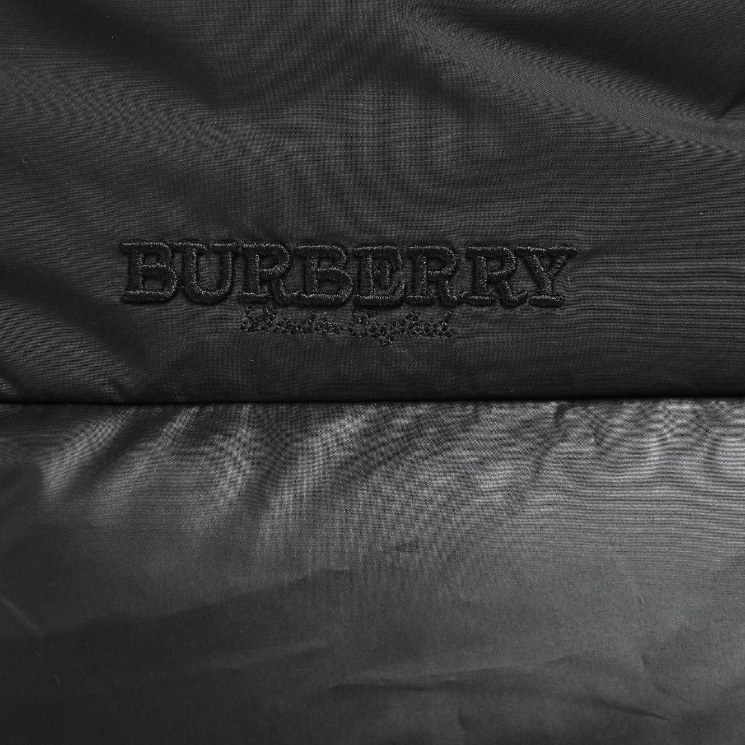 Burberry Sleeve-Logo Hooded Down Puffer Jacket in Black
