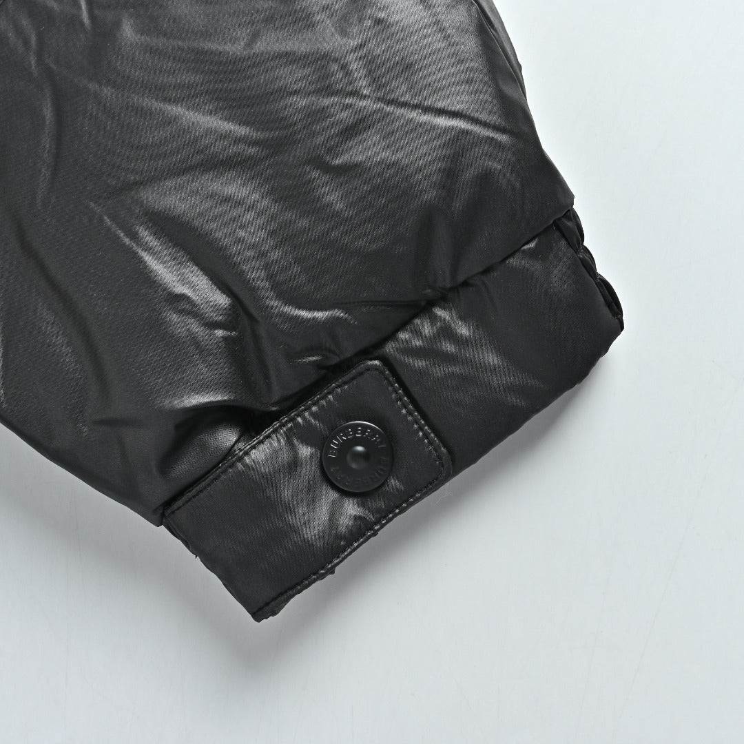 Burberry Sleeve-Logo Hooded Down Puffer Jacket in Black