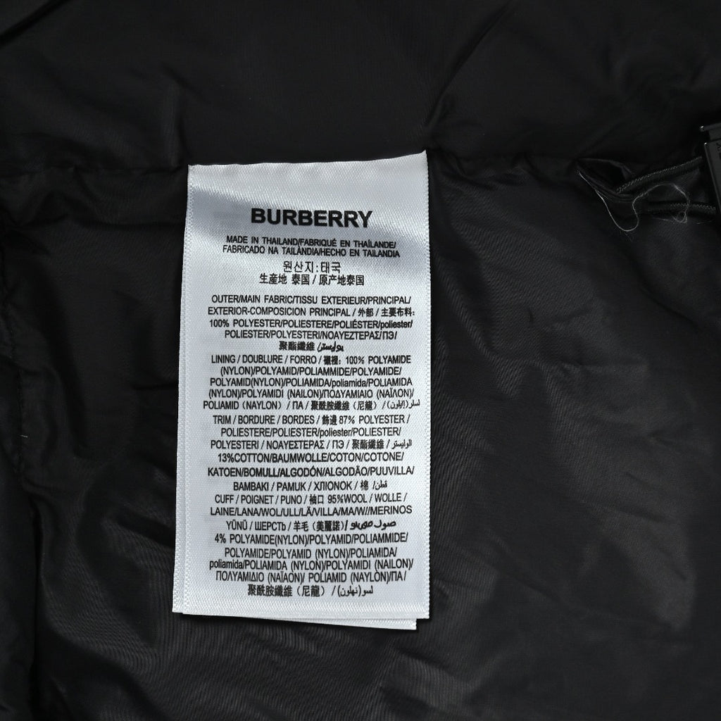 Burberry Sleeve-Logo Hooded Down Puffer Jacket in Black