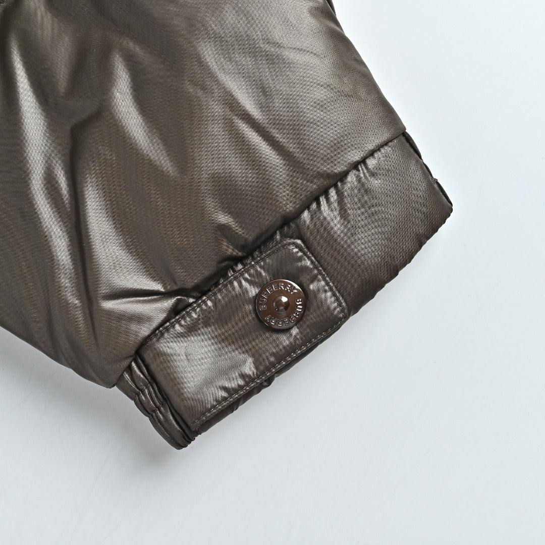 Burberry Sleeve-Logo Hooded Down Puffer Jacket in Dark Olive
