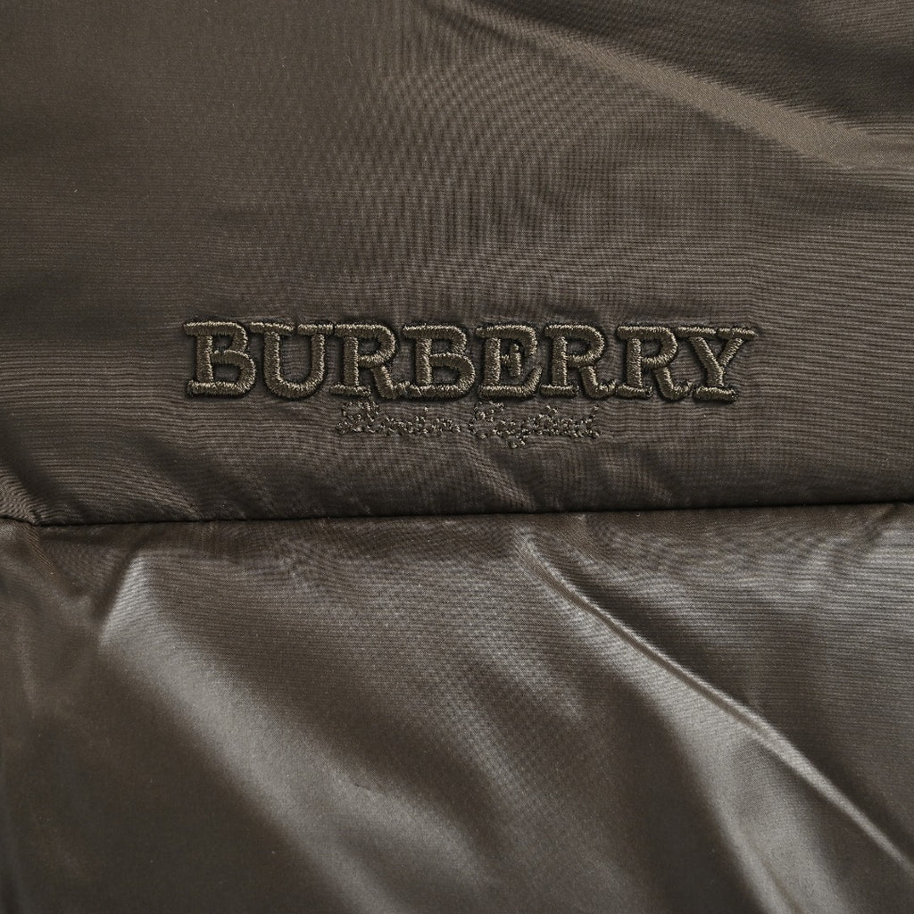 Burberry Sleeve-Logo Hooded Down Puffer Jacket in Dark Olive