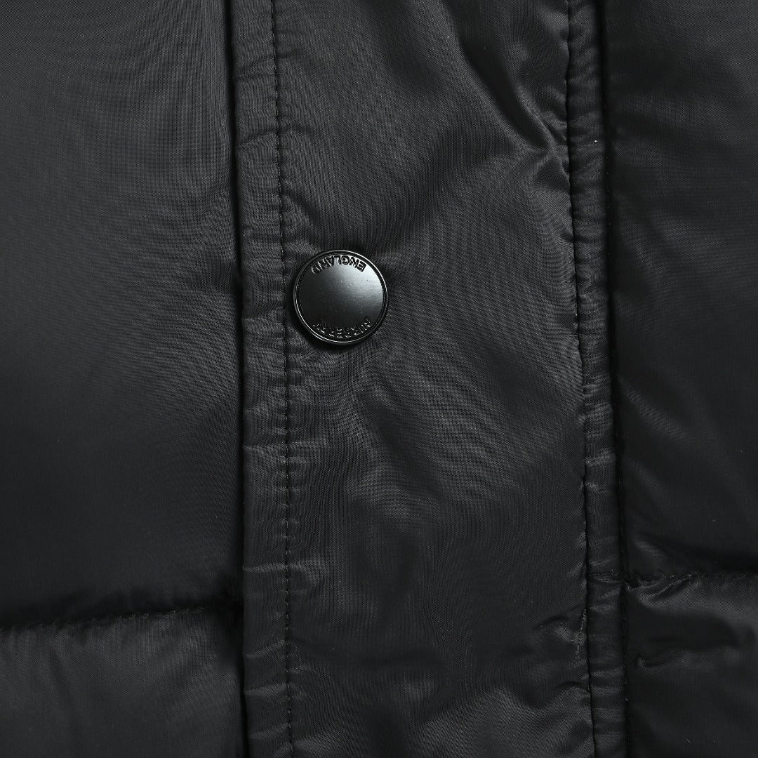 Burberry Silicone Hem-Logo Hooded Down Jacket in Black