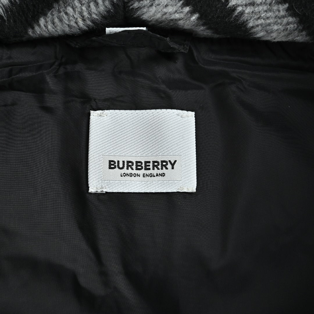 Burberry Silicone Hem-Logo Hooded Down Jacket in Black