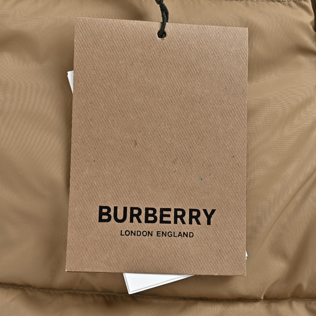 Burberry Silicone Hem-Logo Hooded Down Jacket in Khaki