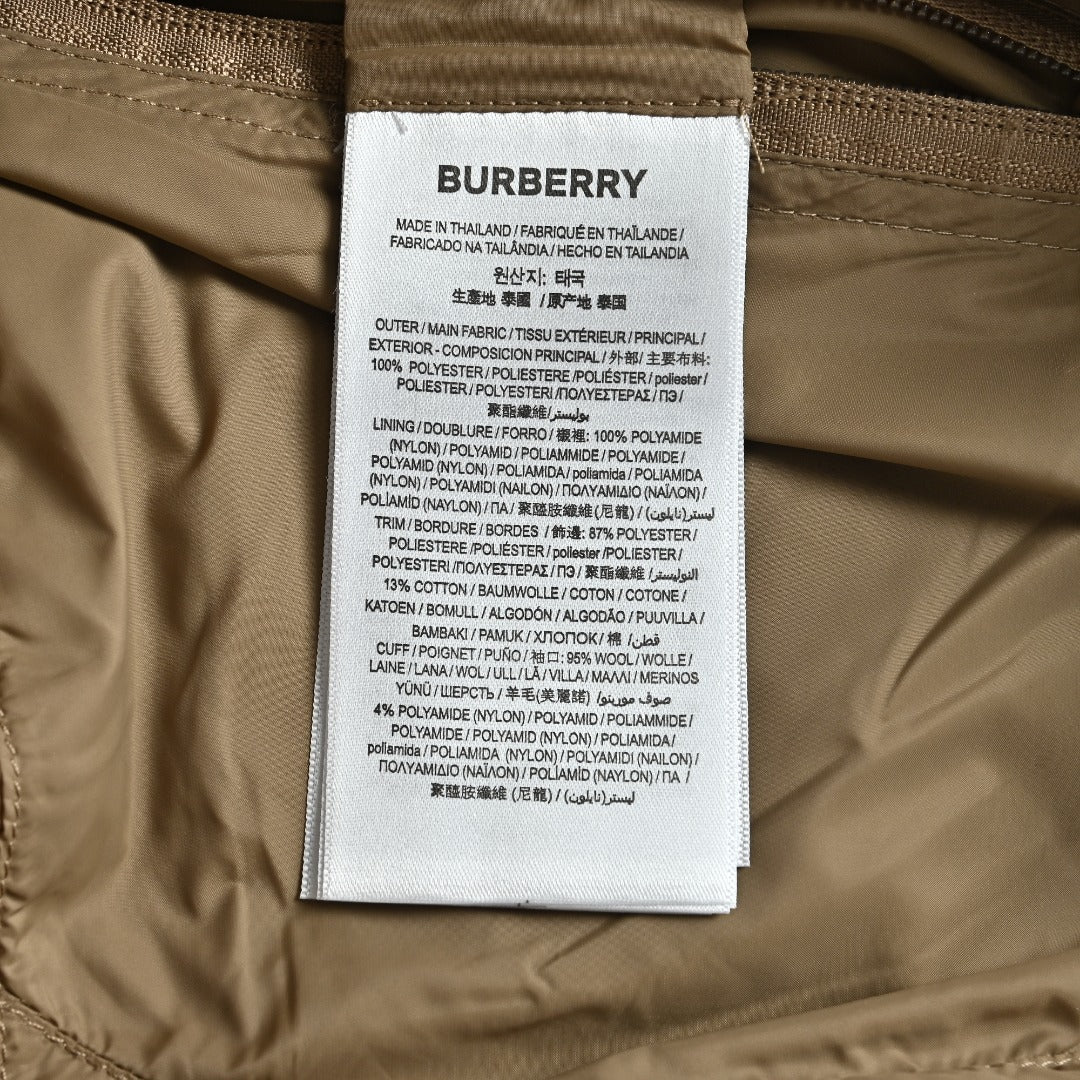 Burberry Silicone Hem-Logo Hooded Down Jacket in Khaki