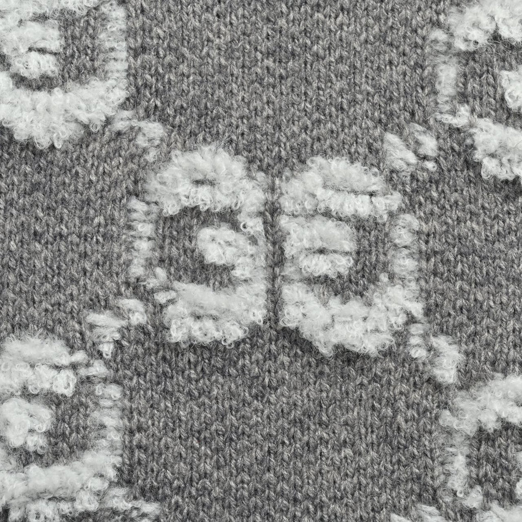 Gucci GG Jacquard Stand-Collar Zip-Up Cardigan in Grey