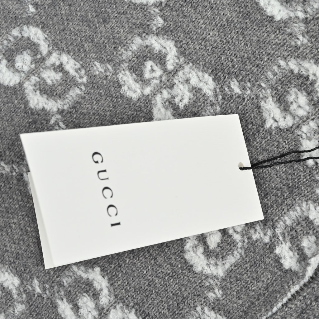 Gucci GG Jacquard Stand-Collar Zip-Up Cardigan in Grey
