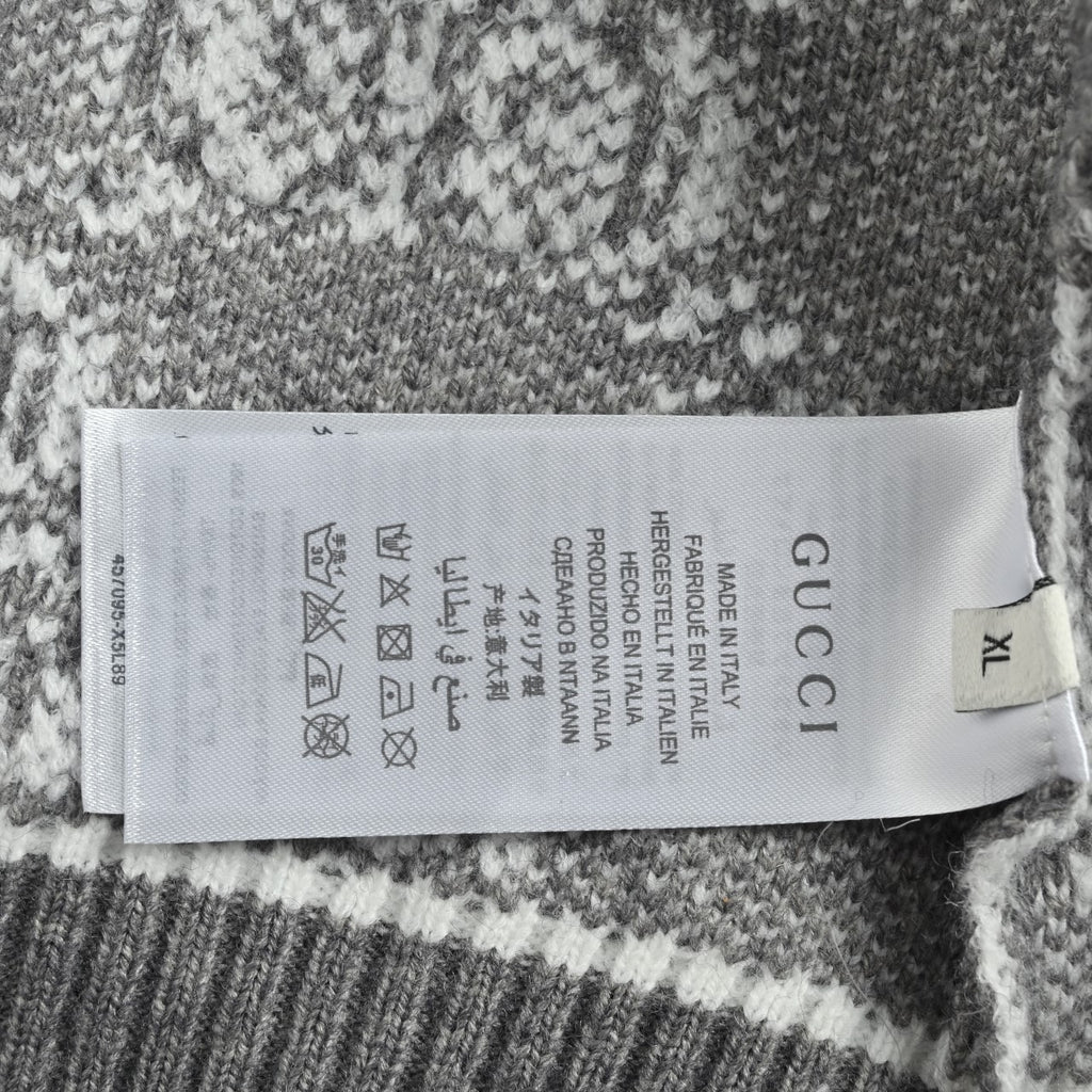 Gucci GG Jacquard Stand-Collar Zip-Up Cardigan in Grey