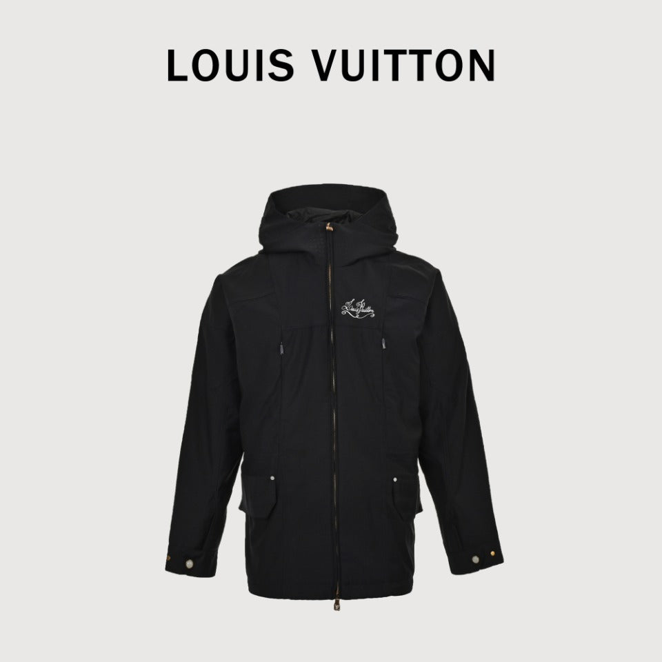 Louis Vuitton Nautical-Inspired Hooded Parka in Black