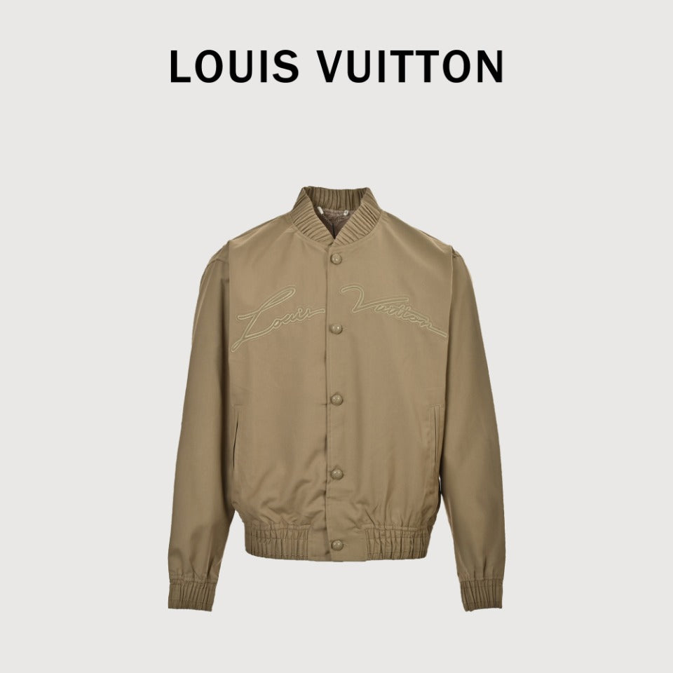 Louis Vuitton Embroidered Bomber Jacket in Khaki