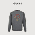 Gucci Red Lantern Double G Embroidered Sweater in Grey