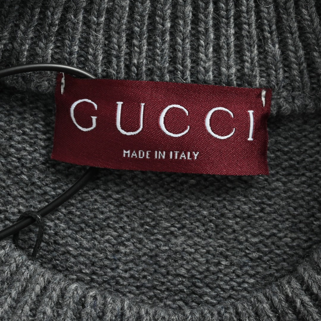 Gucci Red Lantern Double G Embroidered Sweater in Grey