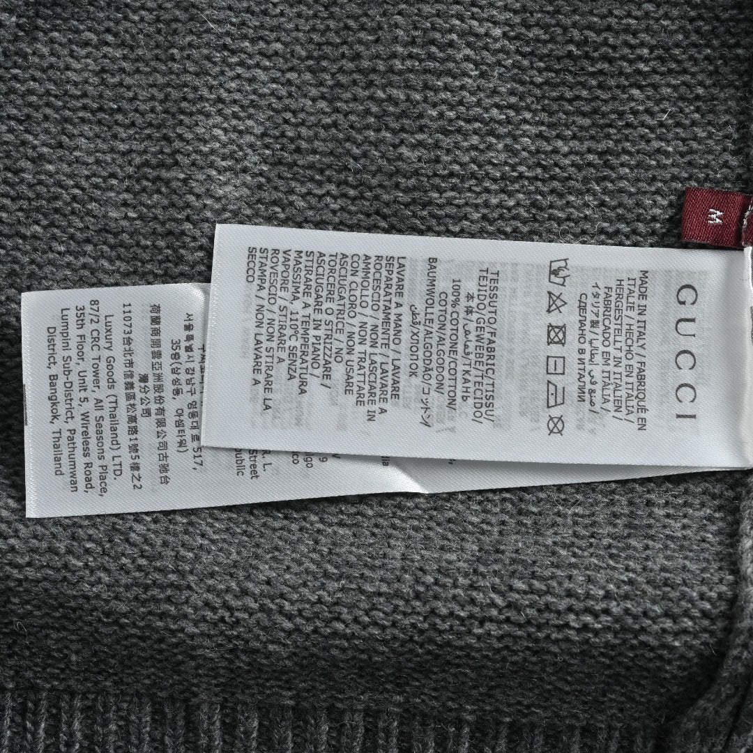 Gucci Red Lantern Double G Embroidered Sweater in Grey