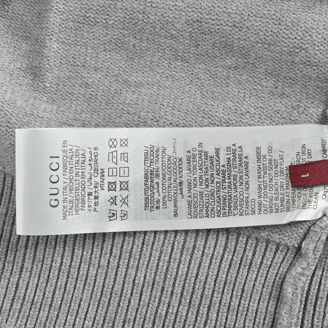 Gucci Signature Script Intarsia Knit Sweater in Grey
