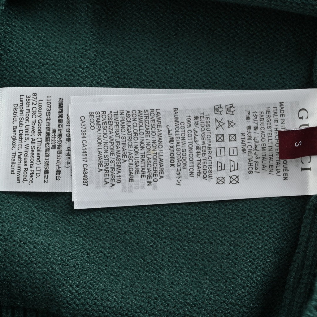 Gucci Signature Script Intarsia Knit Sweater in Dark Green