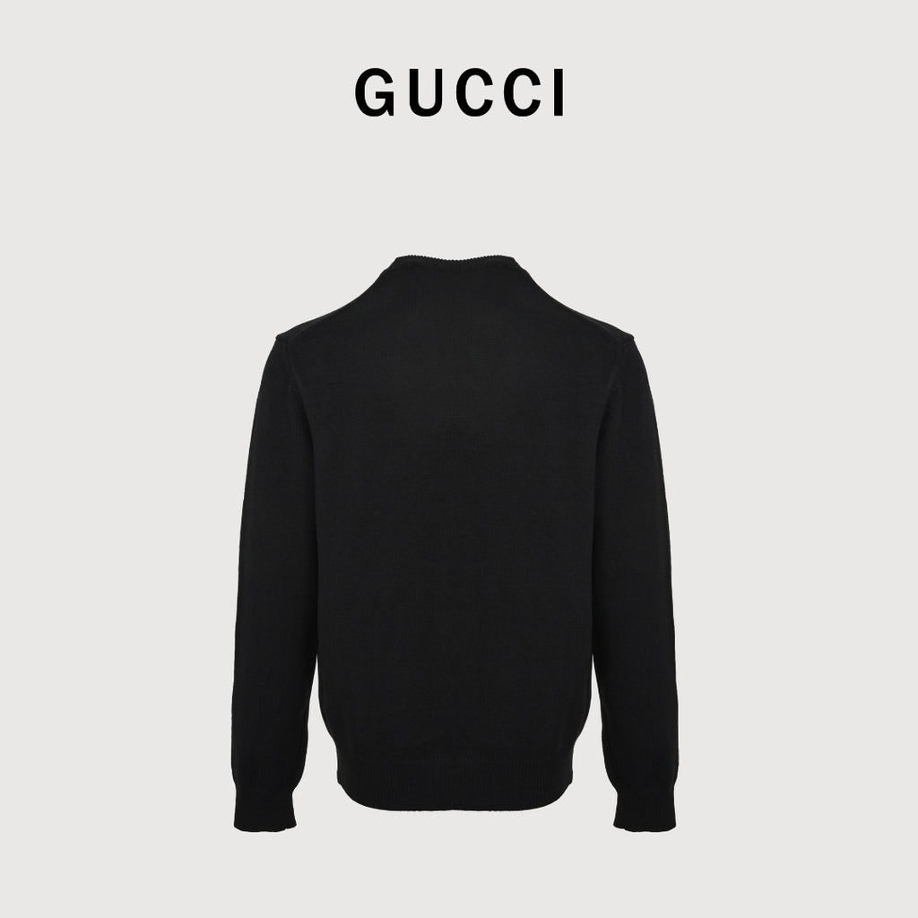 Gucci Signature Script Intarsia Knit Sweater in Black