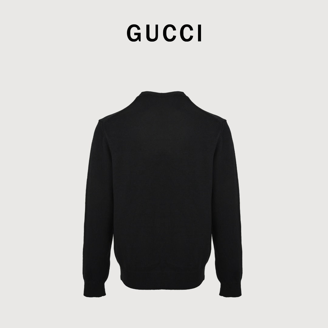 Gucci Signature Script Intarsia Knit Sweater in Black