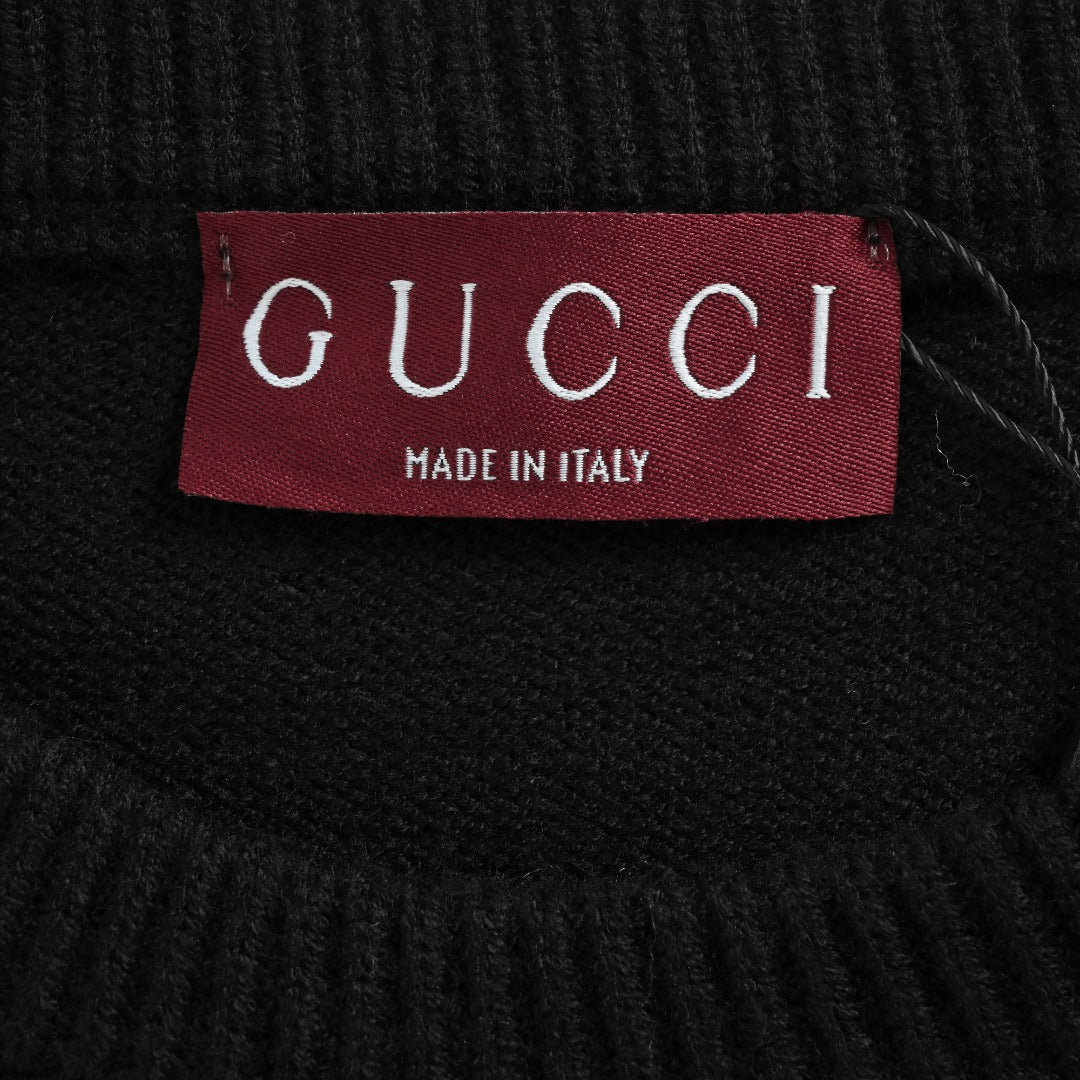 Gucci Signature Script Intarsia Knit Sweater in Black