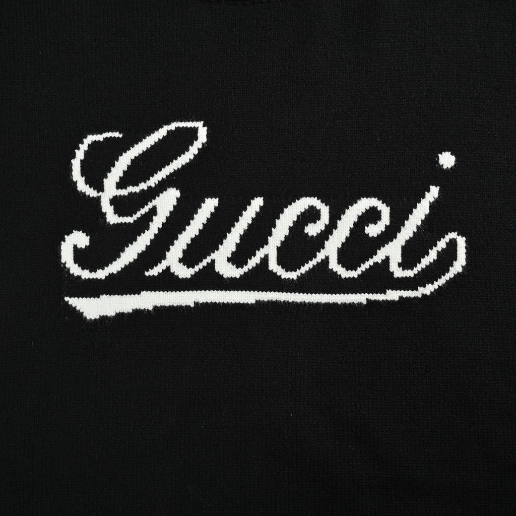 Gucci Signature Script Intarsia Knit Sweater in Black