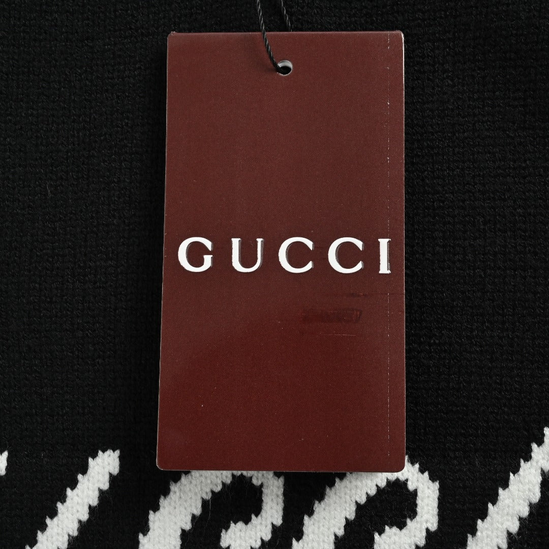 Gucci Signature Script Intarsia Knit Sweater in Black
