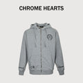 Chrome Hearts Horseshoe Graphic Zip-Up Hoodie in Grey