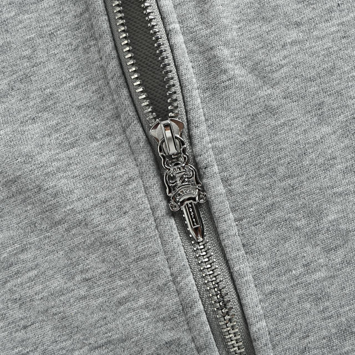 Chrome Hearts Horseshoe Graphic Zip-Up Hoodie in Grey