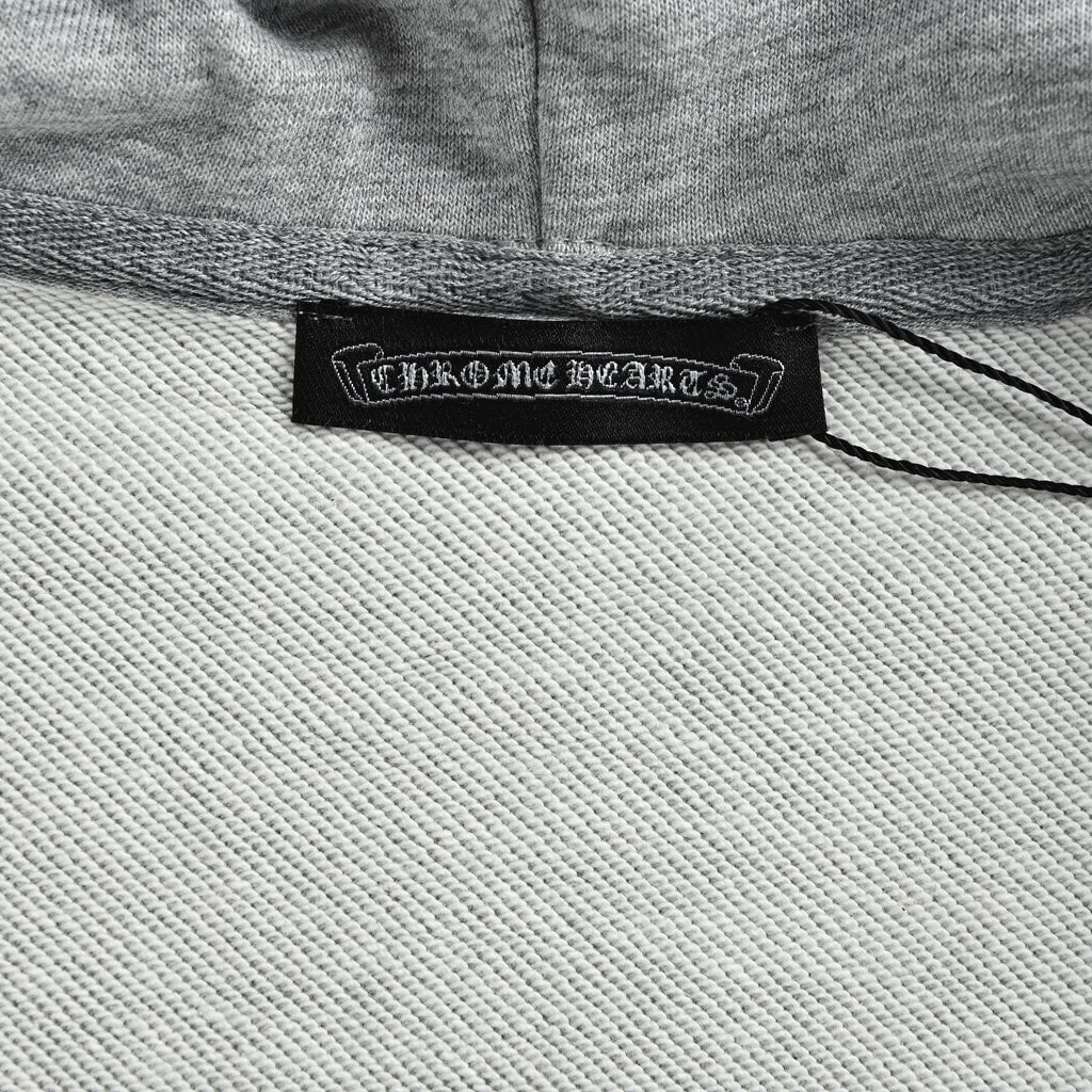 Chrome Hearts Horseshoe Graphic Zip-Up Hoodie in Grey