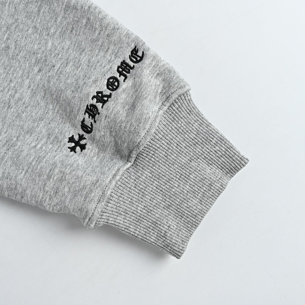 Chrome Hearts Horseshoe Graphic Zip-Up Hoodie in Grey