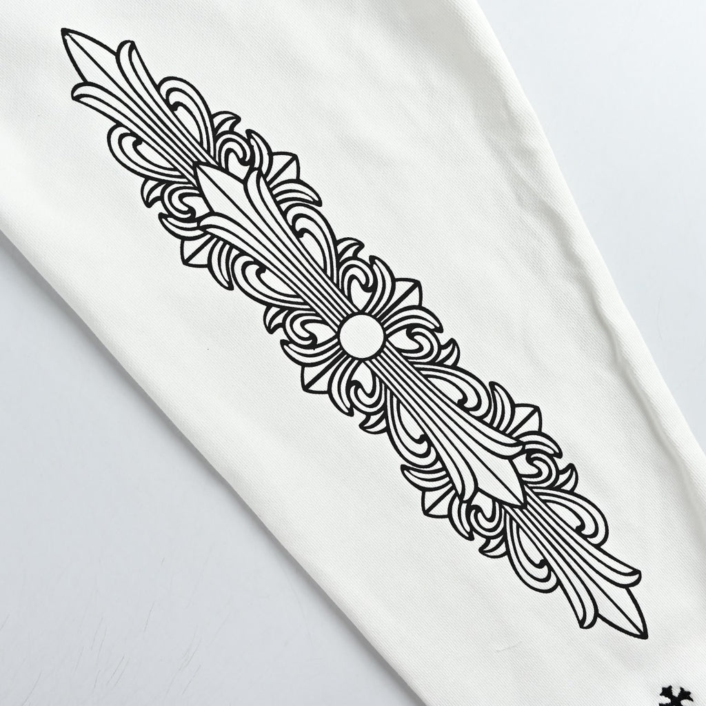 Chrome Hearts Horseshoe Graphic Zip-Up Hoodie in White