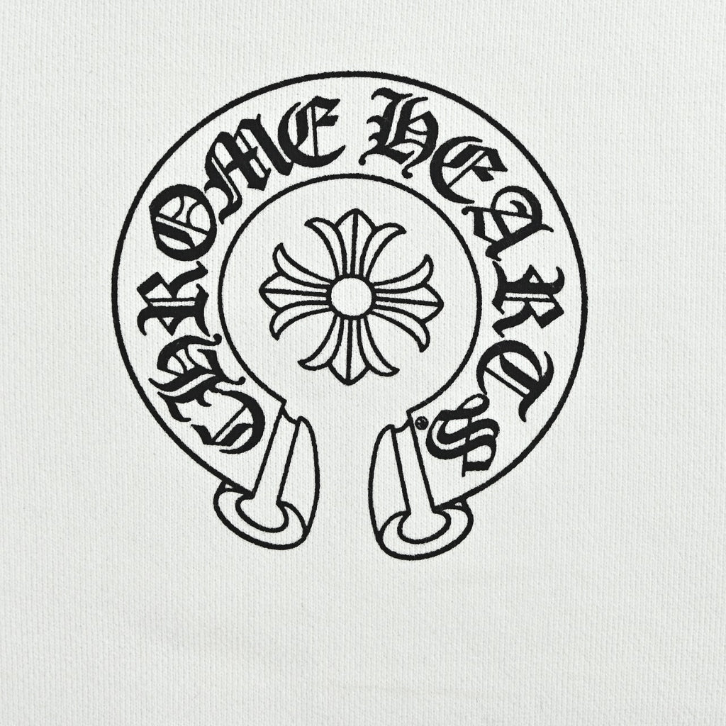 Chrome Hearts Horseshoe Graphic Zip-Up Hoodie in White