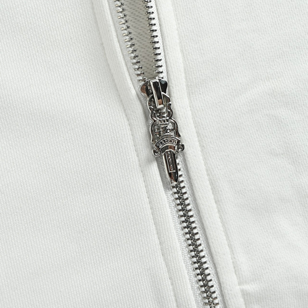 Chrome Hearts Horseshoe Graphic Zip-Up Hoodie in White