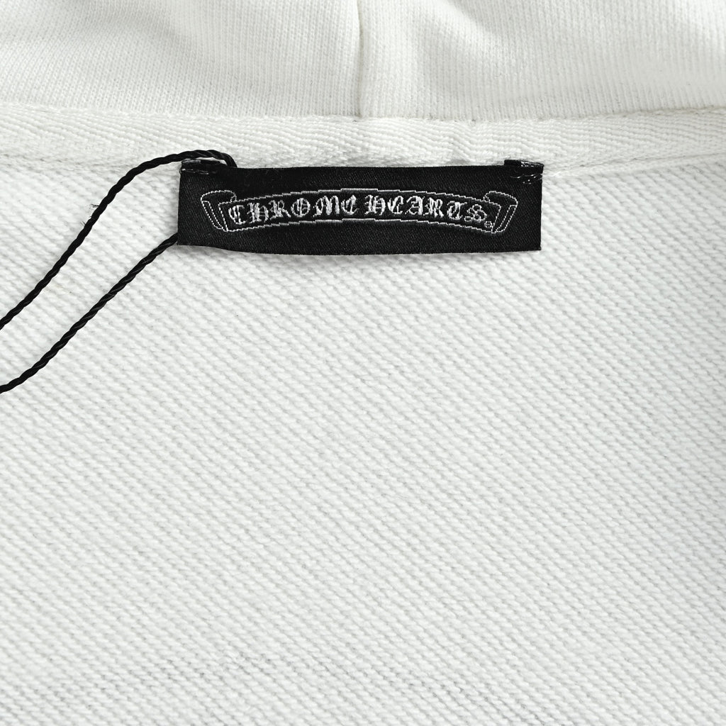 Chrome Hearts Horseshoe Graphic Zip-Up Hoodie in White