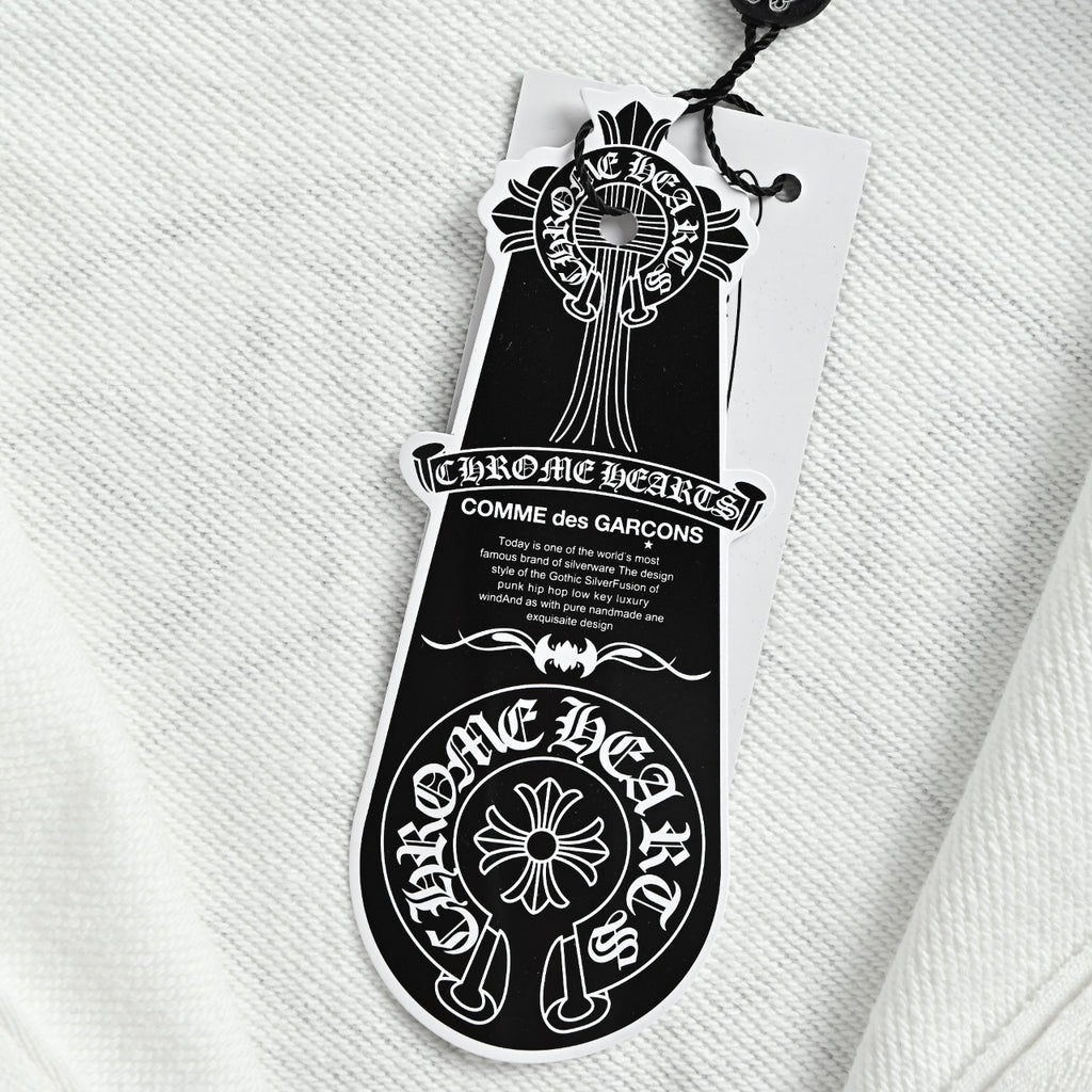 Chrome Hearts Horseshoe Graphic Zip-Up Hoodie in White